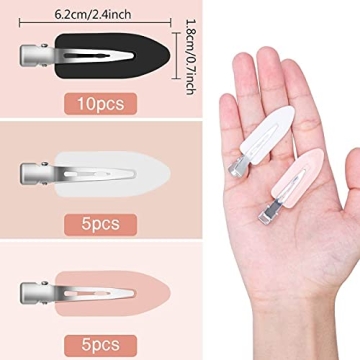 Gingbiss 20 Pcs No Bend Hair Clips, No Crease Hair Clips Curl Pin Clips with Storage Box for Hairstyle Bangs Waves Makeup Application