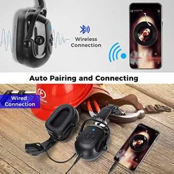 BJKing Bluetooth Hard Hat Ear Muffs with 28dB Noise Reduction