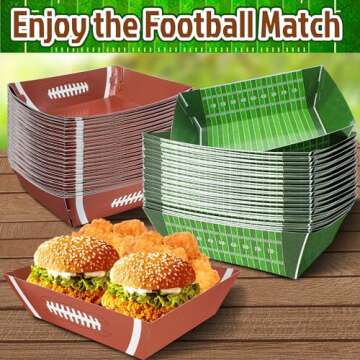 Sawowkuya 36Pcs Football Party Disposable Serving Trays