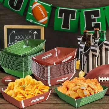 Sawowkuya 36Pcs Football Party Disposable Serving Trays