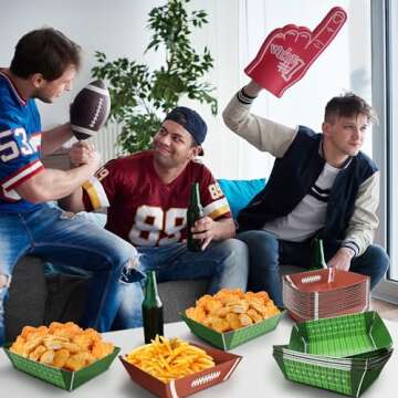 Sawowkuya 36Pcs Football Party Disposable Serving Trays