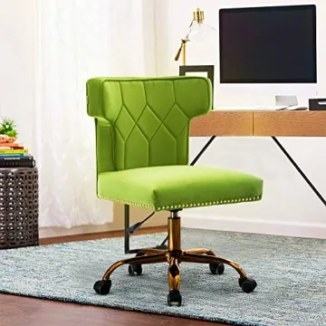Recaceik Velvet Home Office Chair with Gold Wheels