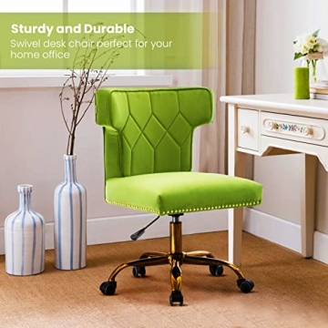 Recaceik Velvet Home Office Chair with Gold Wheels