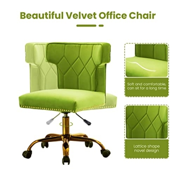 Recaceik Velvet Home Office Chair with Gold Wheels