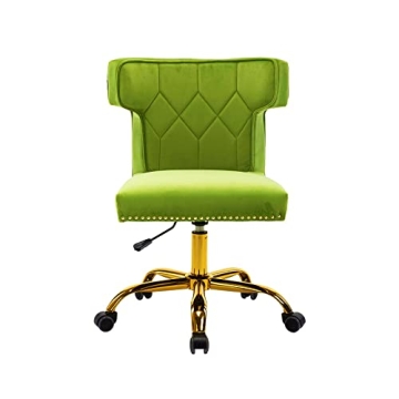 Recaceik Velvet Home Office Chair with Gold Wheels