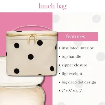 Kate Spade New York Insulated Soft Cooler Lunch Tote with Double Zipper Close and Carrying Handle, Big Deco Dot
