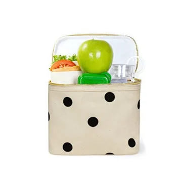 Kate Spade New York Insulated Soft Cooler Lunch Tote with Double Zipper Close and Carrying Handle, Big Deco Dot