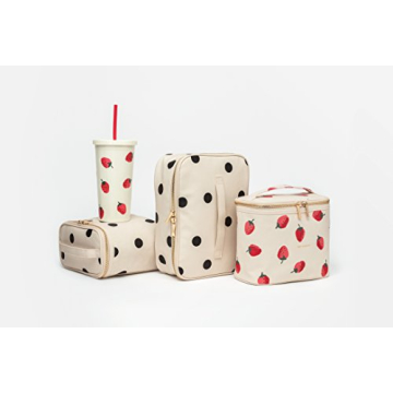 Kate Spade New York Insulated Soft Cooler Lunch Tote with Double Zipper Close and Carrying Handle, Big Deco Dot
