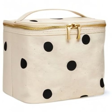 Kate Spade New York Insulated Soft Cooler Lunch Tote with Double Zipper Close and Carrying Handle, Big Deco Dot