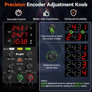 30V 10A Adjustable DC Power Supply with USB Charger