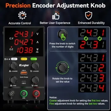 30V 10A Adjustable DC Power Supply with USB Charger