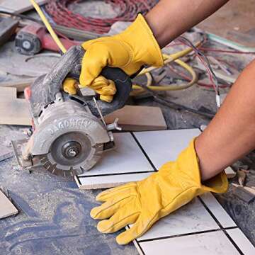 Heavy Duty Leather Work Gloves for Men/Women - OLSON DEEPAK