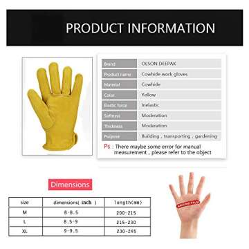 Heavy Duty Leather Work Gloves for Men/Women - OLSON DEEPAK