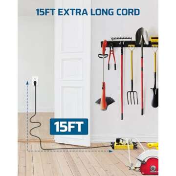 DEWENWILS 8-Outlet Metal Power Strip Surge Protector with 2 USB Ports, UL Listed, 15 Ft Flat Plug Extension Cord, Heavy Duty Industrial Power Strip,15A Circuit Breaker, 1440Joules, Wall Mount