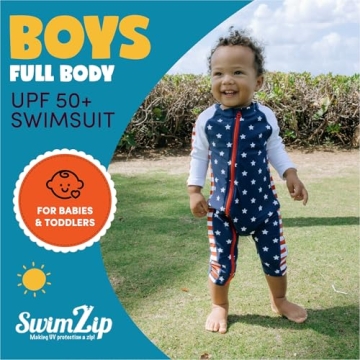 SwimZip Boys UPF 50+ Long-Sleeve Swimsuit Sun Protection