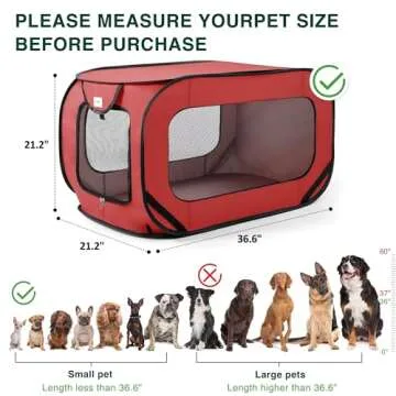 Love's cabin 36in Portable Large Dog Bed - Pop Up Dog Kennel, Indoor Outdoor Crate for Pets, Portable Car Seat Kennel, Cat Bed Collection, Red
