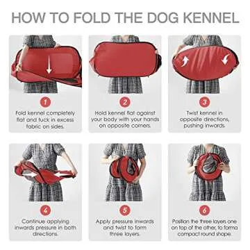 Love's cabin 36in Portable Large Dog Bed - Pop Up Dog Kennel, Indoor Outdoor Crate for Pets, Portable Car Seat Kennel, Cat Bed Collection, Red