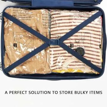 Vacuum Storage Bags 8 Medium, Space Saver Bags with Travel Hand Pump, Compression Airtight Sealer Bags for Clothes, Bedding, Pillows, Comforters, Blankets