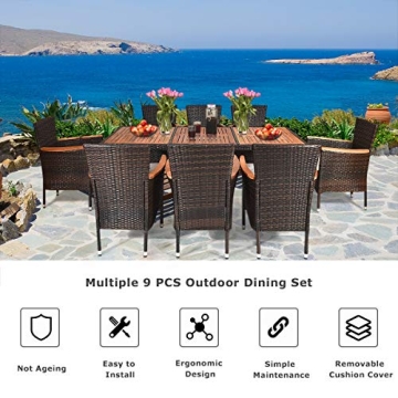 Tangkula 9 Piece Outdoor Dining Set for Elegant Gatherings