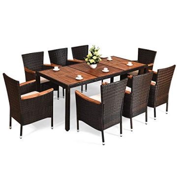 Tangkula 9 Piece Outdoor Dining Set for Elegant Gatherings