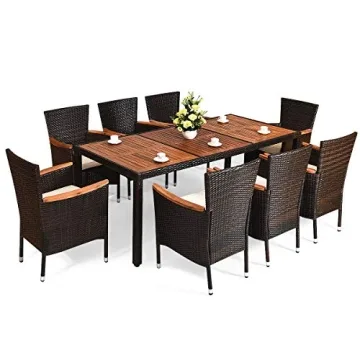 Tangkula 9 Piece Outdoor Dining Set for Elegant Gatherings