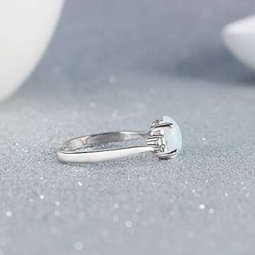 Honghu Women Opal Colorful Ring Jewelry Engagement Wedding Statement EternityTarnish Resistant