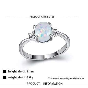 Honghu Women Opal Colorful Ring Jewelry Engagement Wedding Statement EternityTarnish Resistant