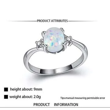 Honghu Women Opal Colorful Ring - Elegant & Tarnish Resistant
