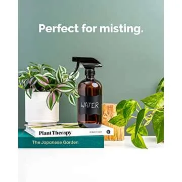 Vine Creations Amber Glass Spray Bottles, 2 Pack Glass Spray Bottles for Cleaning solutions, 16 oz Spray Bottle for Cleaning, Mister Spray Bottle for Plants, Amber Spray Bottles with Waterproof Labels