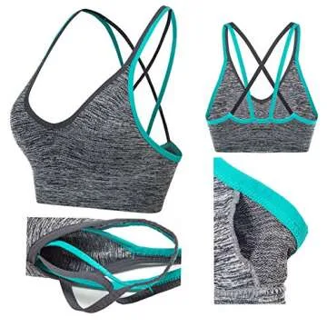 AKAMC Women's Medium Support Removable Padded Sports Bras