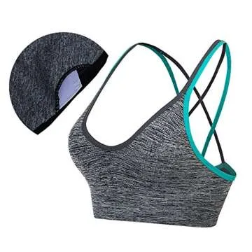 AKAMC Women's Medium Support Removable Padded Sports Bras