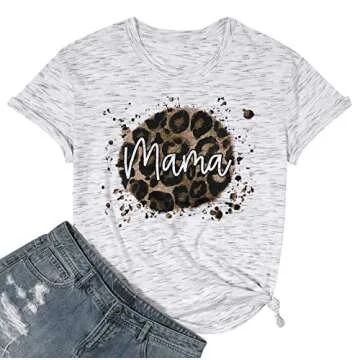 Trendy Mama Leopard Print T-shirt for Stylish Moms