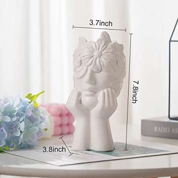 Ceramic Face Vase for Pampas Grass - Flower Vase for Home Decor, Minimalism Style Modern Decor Vase, Female Form Head Art Statue for Living Room Dining Room Entryway Coffee Table Centerpiece