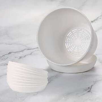 TDHDIKE 10 Pcs Plastic Planters Indoor Flower Plant Pots, Mini Flower Seedlings Nursery Pot/Planter/Flower Pot with Pallet, Modern Decorative Gardening Containers (White)