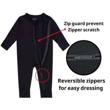 GUISBY Rayon Sleepers for Baby, Baby Boy Long Sleeve Footless Pajamas 0-3 Months Black