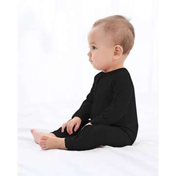 GUISBY Rayon Sleepers for Baby, Baby Boy Long Sleeve Footless Pajamas 0-3 Months Black
