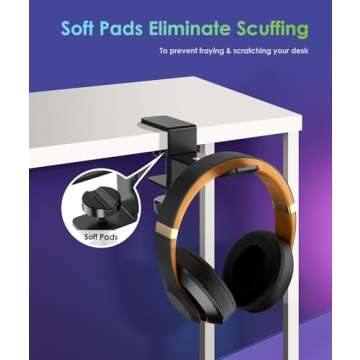 6amLifestyle Headphone Headset Holder Hanger, Universal Metal Gaming Headphones Stand Mount Under De...