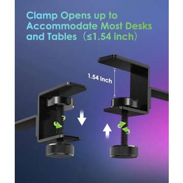 6amLifestyle Headphone Headset Holder Hanger, Universal Metal Gaming Headphones Stand Mount Under Desk Hook Clip with Adjustable Clamp for All Headsets, Black