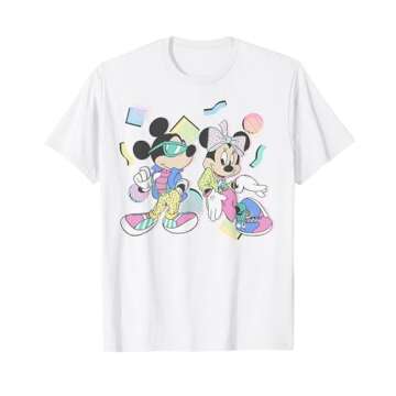 Disney Mickey And Friends Mickey & Minnie Retro 80's Style T-Shirt