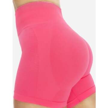 NEWVISISTER NVS Workout Shorts Women Amplify Contour Seamless Scrunch Butt Gym Shorts High Waisted Yoga Athletic Booty Bike Shorts, Rosy Pink, Small