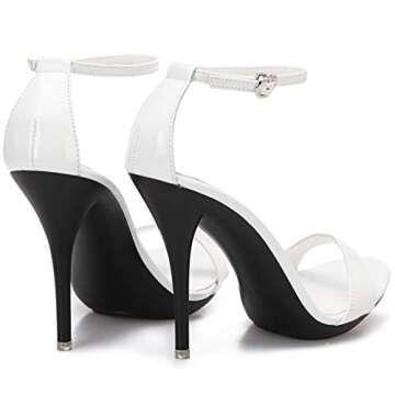 WSKEISP Women's Platform Heels Sandals Open Toe Ankle Strap Elegant Wedding Party Sexy Dress Stiletto Heeled High Heels Pumps White Size US9.5 EU40