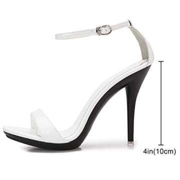 WSKEISP Women's Platform Heels Sandals Open Toe Ankle Strap Elegant Wedding Party Sexy Dress Stiletto Heeled High Heels Pumps White Size US9.5 EU40