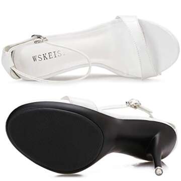 WSKEISP Women's Platform Heels Sandals Open Toe Ankle Strap Elegant Wedding Party Sexy Dress Stiletto Heeled High Heels Pumps White Size US9.5 EU40