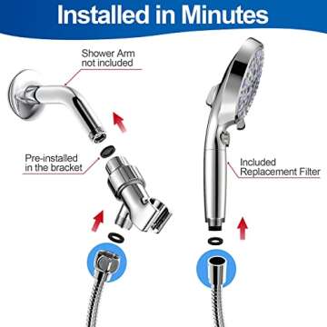 High Pressure 10-mode Handheld Shower Head with Filter