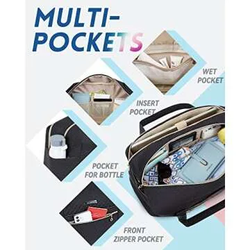 BAGSMART Travel Duffle Bag Quilted Weekender Overnight Bag for Women with Laptop Compartment, Large Carry On Airport Bag with Wet Pocket & Shoe Bag for Travel, Business Trips, Sports