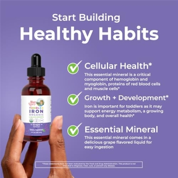 Organic Iron Drops for Toddlers Vegan Non-GMO Gluten Free