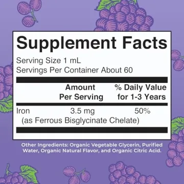 Organic Iron Drops for Toddlers Vegan Non-GMO Gluten Free