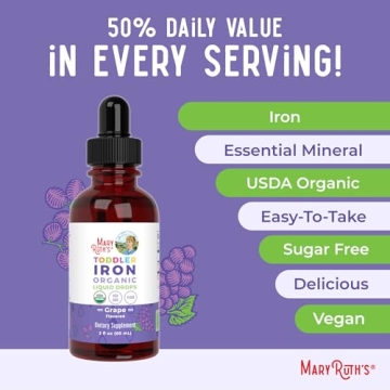 Organic Iron Drops for Toddlers Vegan Non-GMO Gluten Free