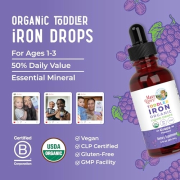 Organic Iron Drops for Toddlers Vegan Non-GMO Gluten Free