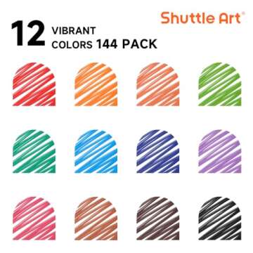 Shuttle Art Dry Erase Markers, 12 Colors 144 Bulk Pack Whiteboard Markers, Fine Point Dry Erase Markers Perfect for Writing on Dry Erase Whiteboard Mirror Glass for School Office Home